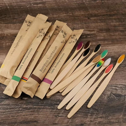 50-Pack Eco-Friendly Natural Bamboo Toothbrushes